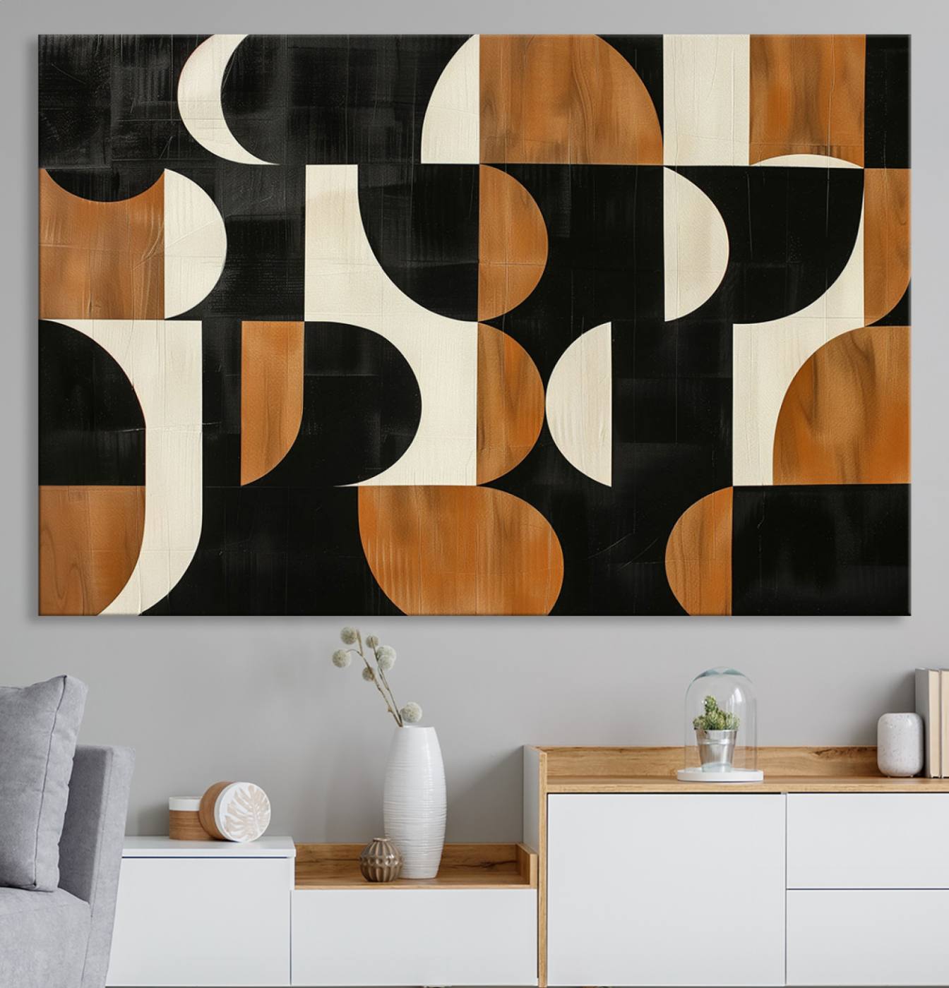 95169-MGV-CV-36X24-Abstract Geometric Wabi Sabi Wall Art Canvas Print Set – Minimalist Mid-Century Contemporary Artwork for Home, Office