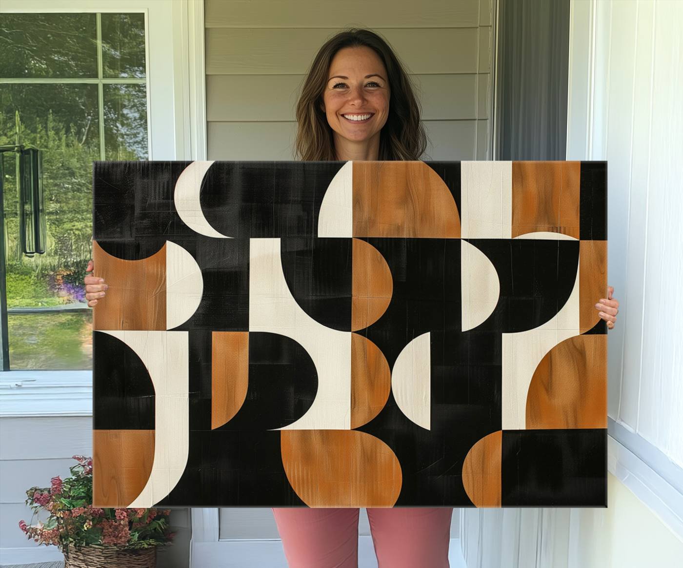 95169-MGV-CV-36X24-Abstract Geometric Wabi Sabi Wall Art Canvas Print Set – Minimalist Mid-Century Contemporary Artwork for Home, Office