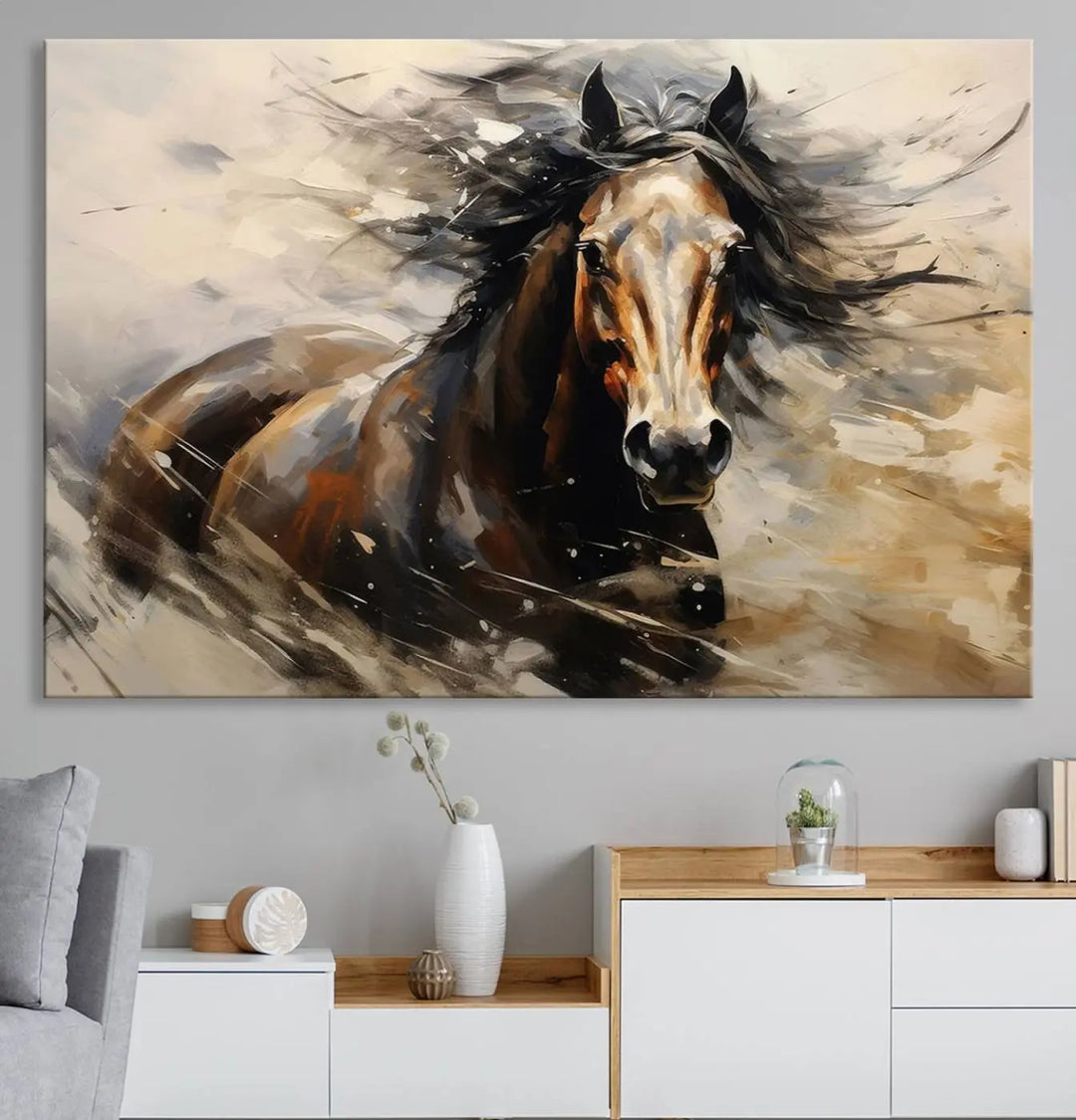 A Western Horse Print adorns the wall.