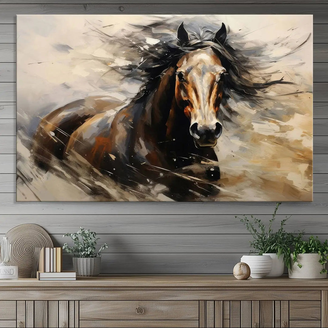 A Western Horse Print adorns the wall.