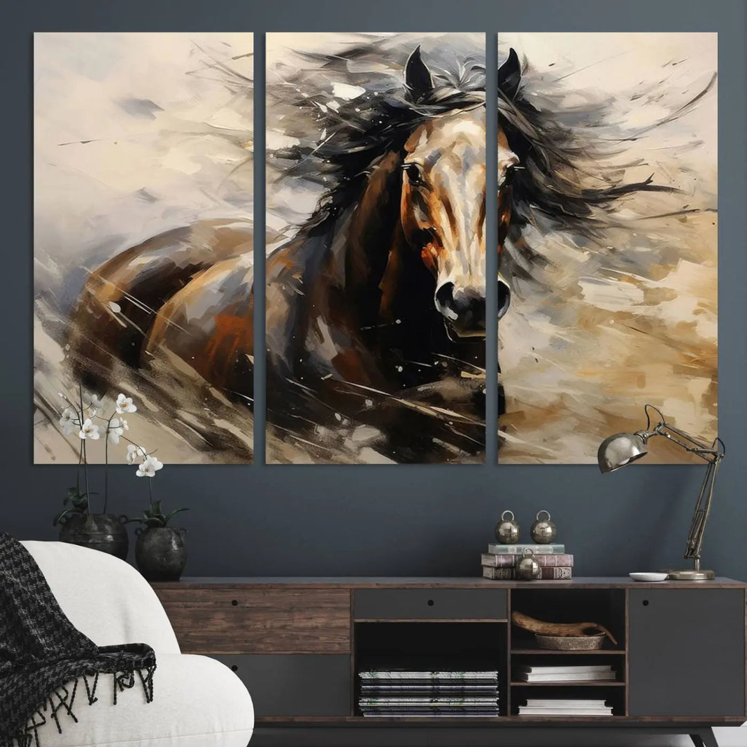 A Western Horse Print adorns the wall.