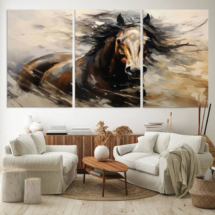 A Western Horse Print adorns the wall.