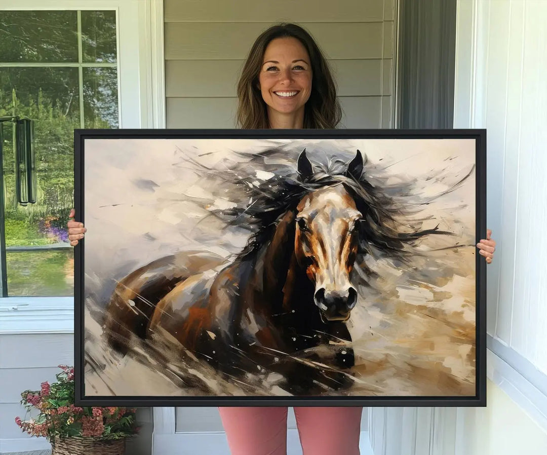 A Western Horse Print adorns the wall.