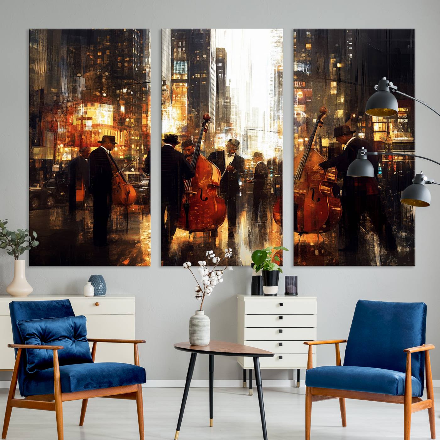 Abstract Jazz Art Wall Art Canvas Print - Framed Abstract Music Canvas - Colorful Instrument Poster for Living Room Walls