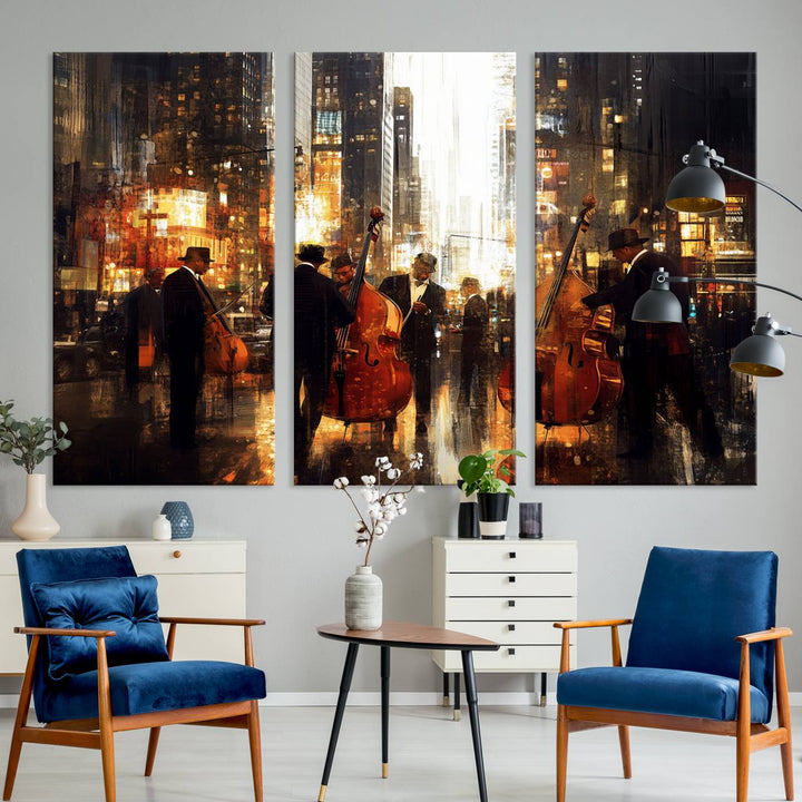 Abstract Jazz Art Wall Art Canvas Print - Framed Abstract Music Canvas - Colorful Instrument Poster for Living Room Walls