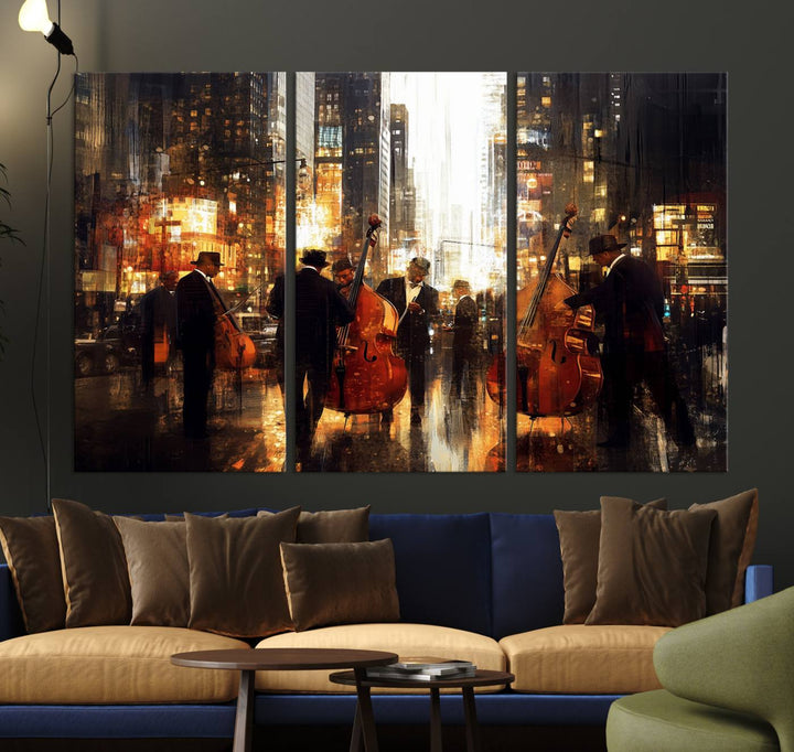 Abstract Jazz Art Wall Art Canvas Print - Framed Abstract Music Canvas - Colorful Instrument Poster for Living Room Walls