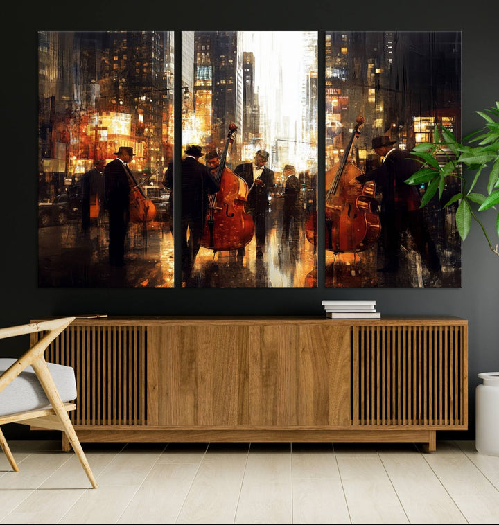 Abstract Jazz Art Wall Art Canvas Print - Framed Abstract Music Canvas - Colorful Instrument Poster for Living Room Walls