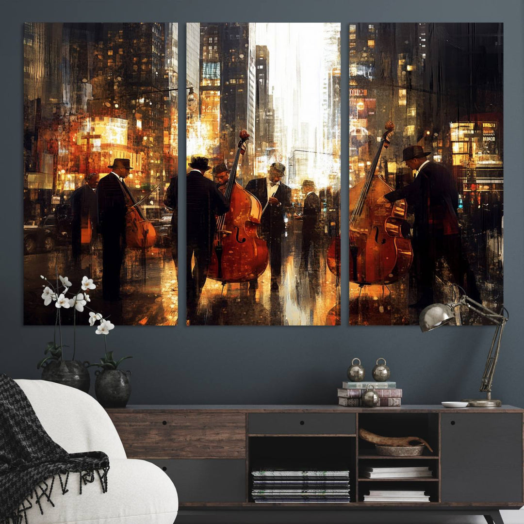 Abstract Jazz Art Wall Art Canvas Print - Framed Abstract Music Canvas - Colorful Instrument Poster for Living Room Walls
