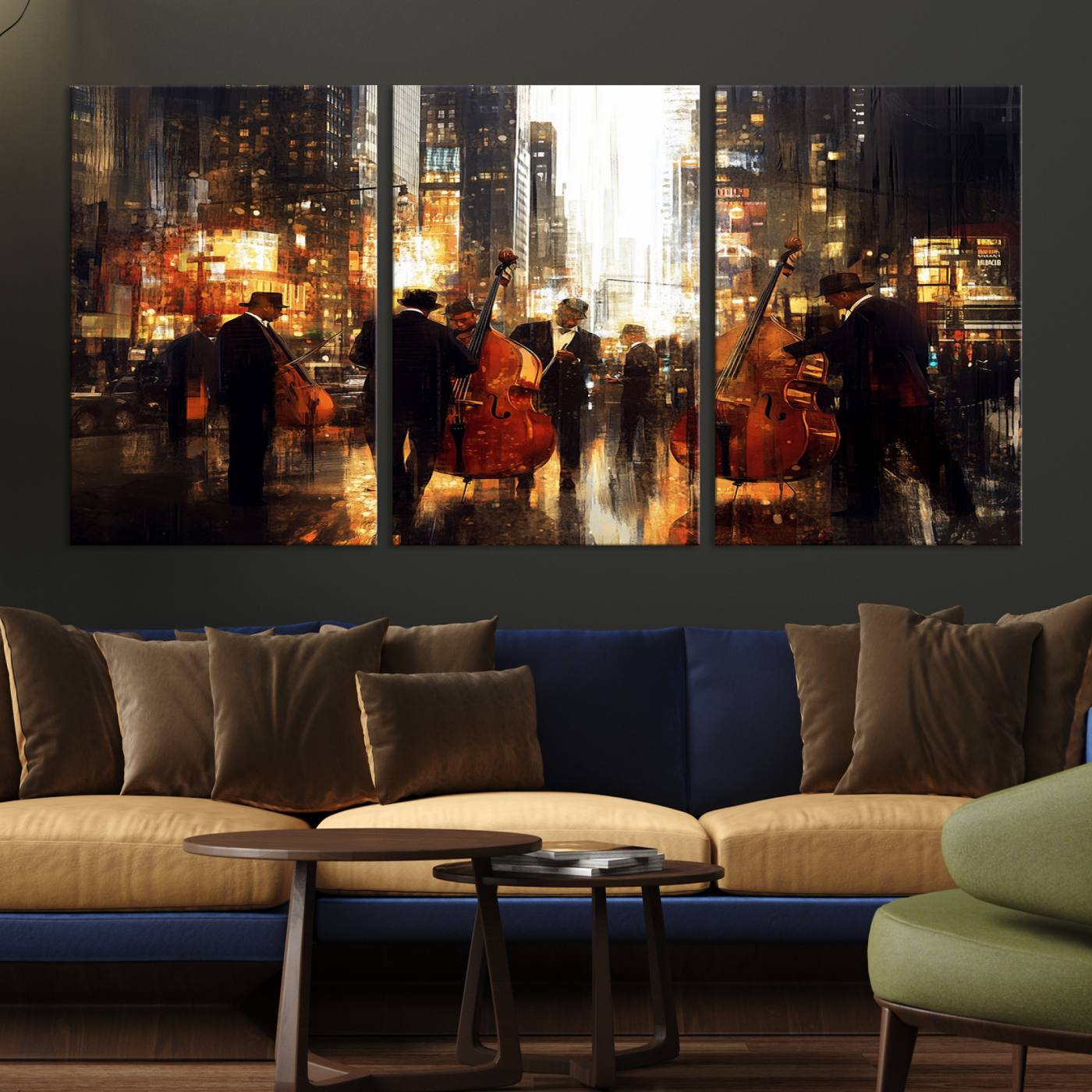 Abstract Jazz Art Wall Art Canvas Print - Framed Abstract Music Canvas - Colorful Instrument Poster for Living Room Walls