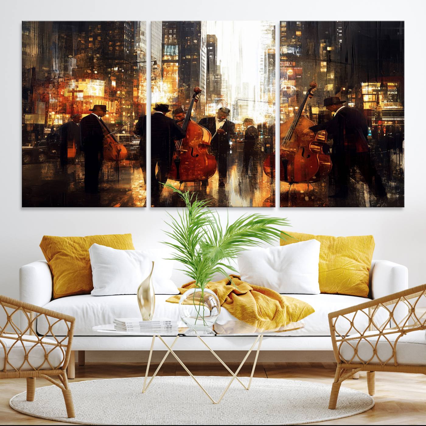 Abstract Jazz Art Wall Art Canvas Print - Framed Abstract Music Canvas - Colorful Instrument Poster for Living Room Walls