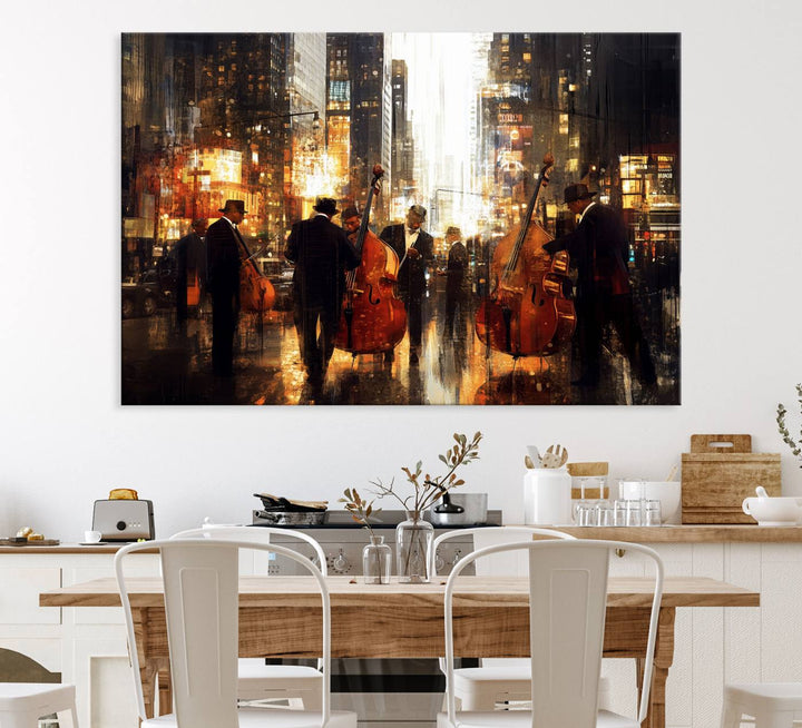 Abstract Jazz Art Wall Art Canvas Print - Framed Abstract Music Canvas - Colorful Instrument Poster for Living Room Walls