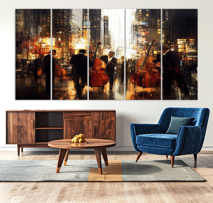 Abstract Jazz Art Wall Art Canvas Print - Framed Abstract Music Canvas - Colorful Instrument Poster for Living Room Walls