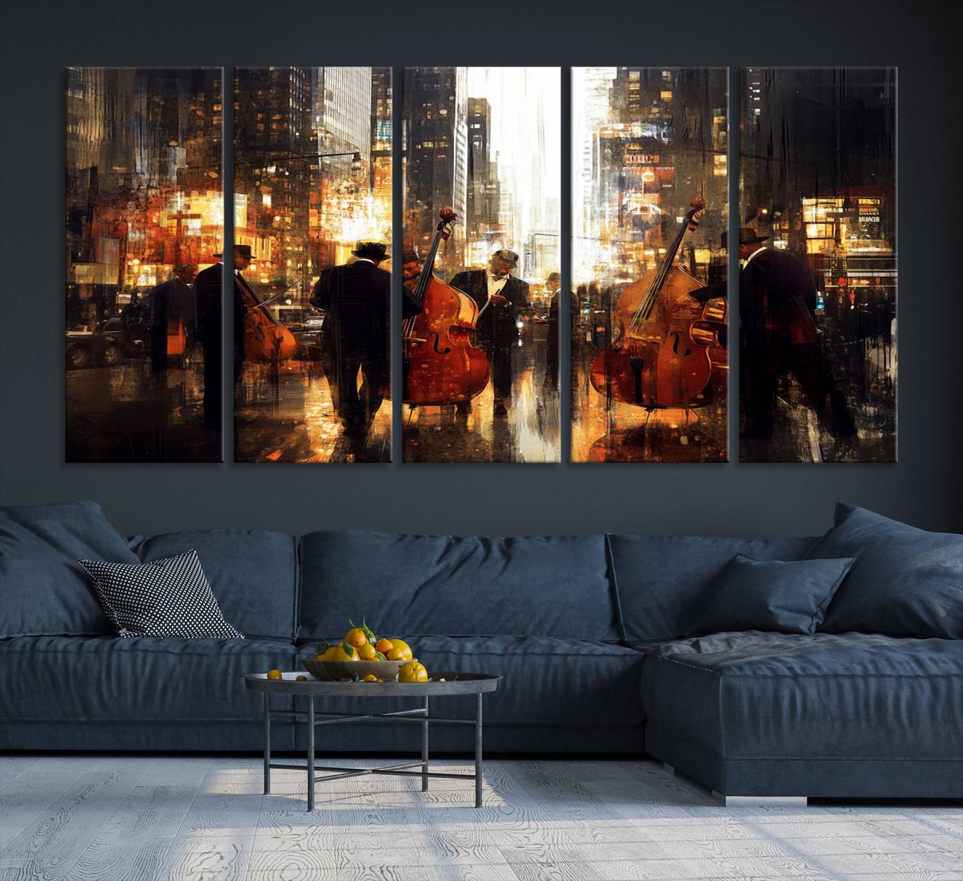 58782-MGV-CV-36X24-Abstract Jazz Art Wall Art Canvas Print - Framed Abstract Music Canvas - Colorful Instrument Poster for Living Room Walls