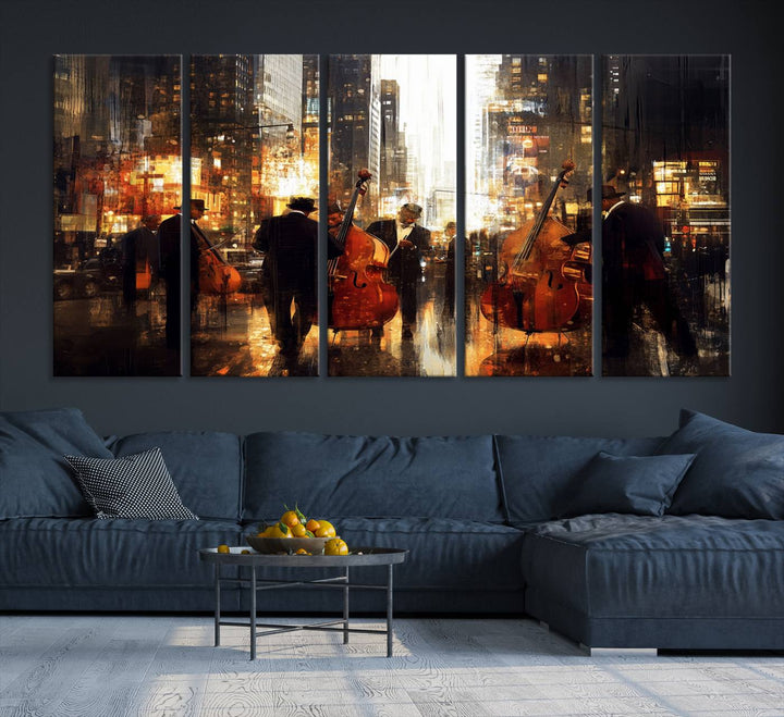Abstract Jazz Art Wall Art Canvas Print - Framed Abstract Music Canvas - Colorful Instrument Poster for Living Room Walls