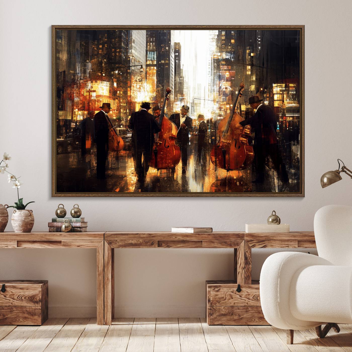 Abstract Jazz Art Wall Art Canvas Print - Framed Abstract Music Canvas - Colorful Instrument Poster for Living Room Walls