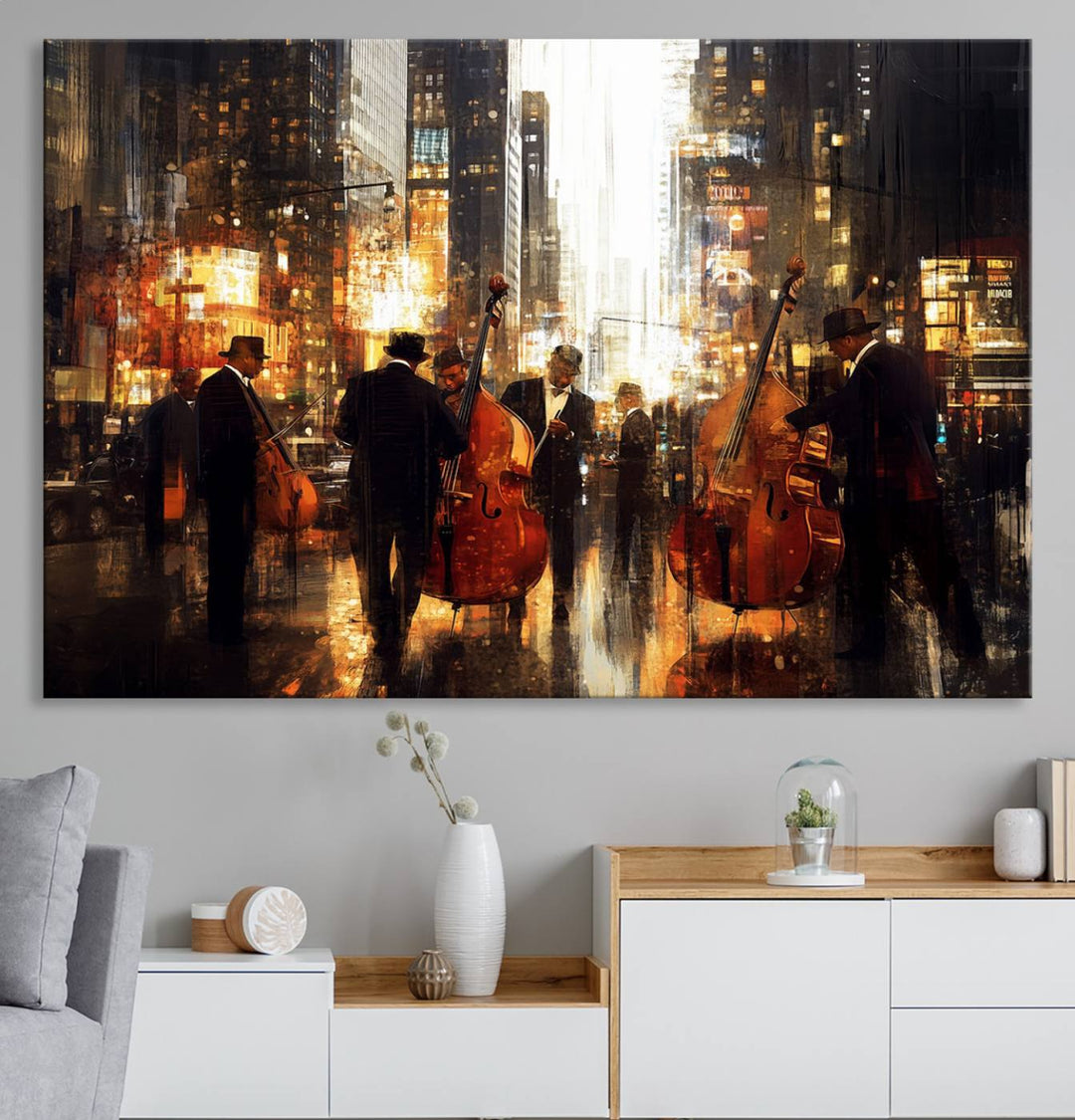 Abstract Jazz Art Wall Art Canvas Print - Framed Abstract Music Canvas - Colorful Instrument Poster for Living Room Walls