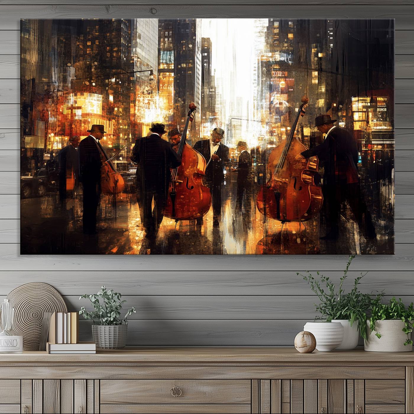 Abstract Jazz Art Wall Art Canvas Print - Framed Abstract Music Canvas - Colorful Instrument Poster for Living Room Walls