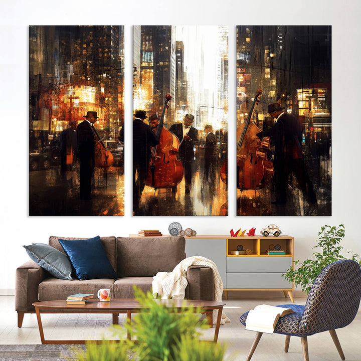 Abstract Jazz Art Wall Art Canvas Print - Framed Abstract Music Canvas - Colorful Instrument Poster for Living Room Walls