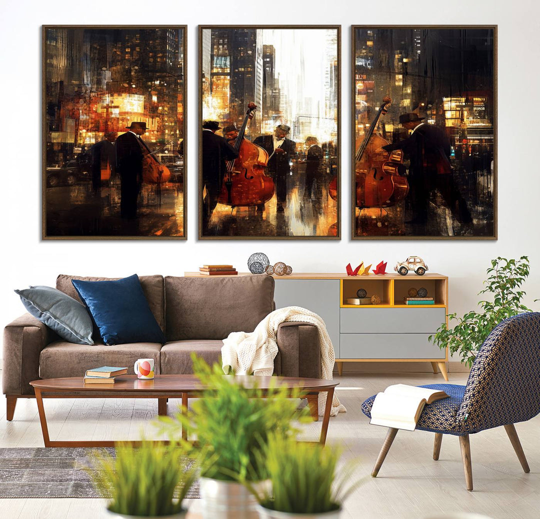 Abstract Jazz Art Wall Art Canvas Print - Framed Abstract Music Canvas - Colorful Instrument Poster for Living Room Walls