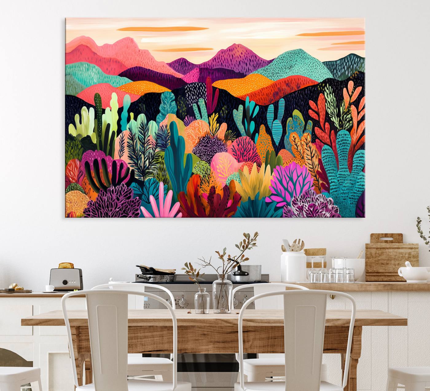 68438-MGV-CV-36X24-Abstract Kusama Print - Landscape Canvas Wall Art Print - Vibrant Modern Decor for Living Room, Office, or Bedroom, Ready to Hang