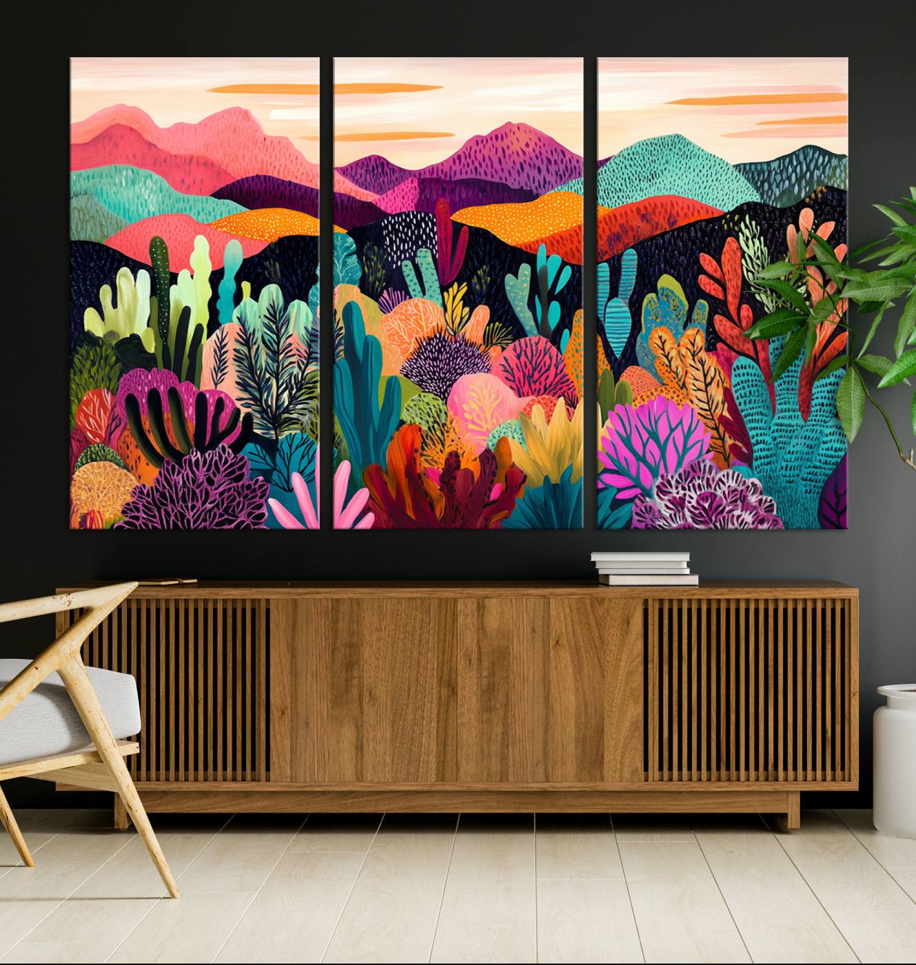 68438-MGV-CV-36X24-Abstract Kusama Print - Landscape Canvas Wall Art Print - Vibrant Modern Decor for Living Room, Office, or Bedroom, Ready to Hang
