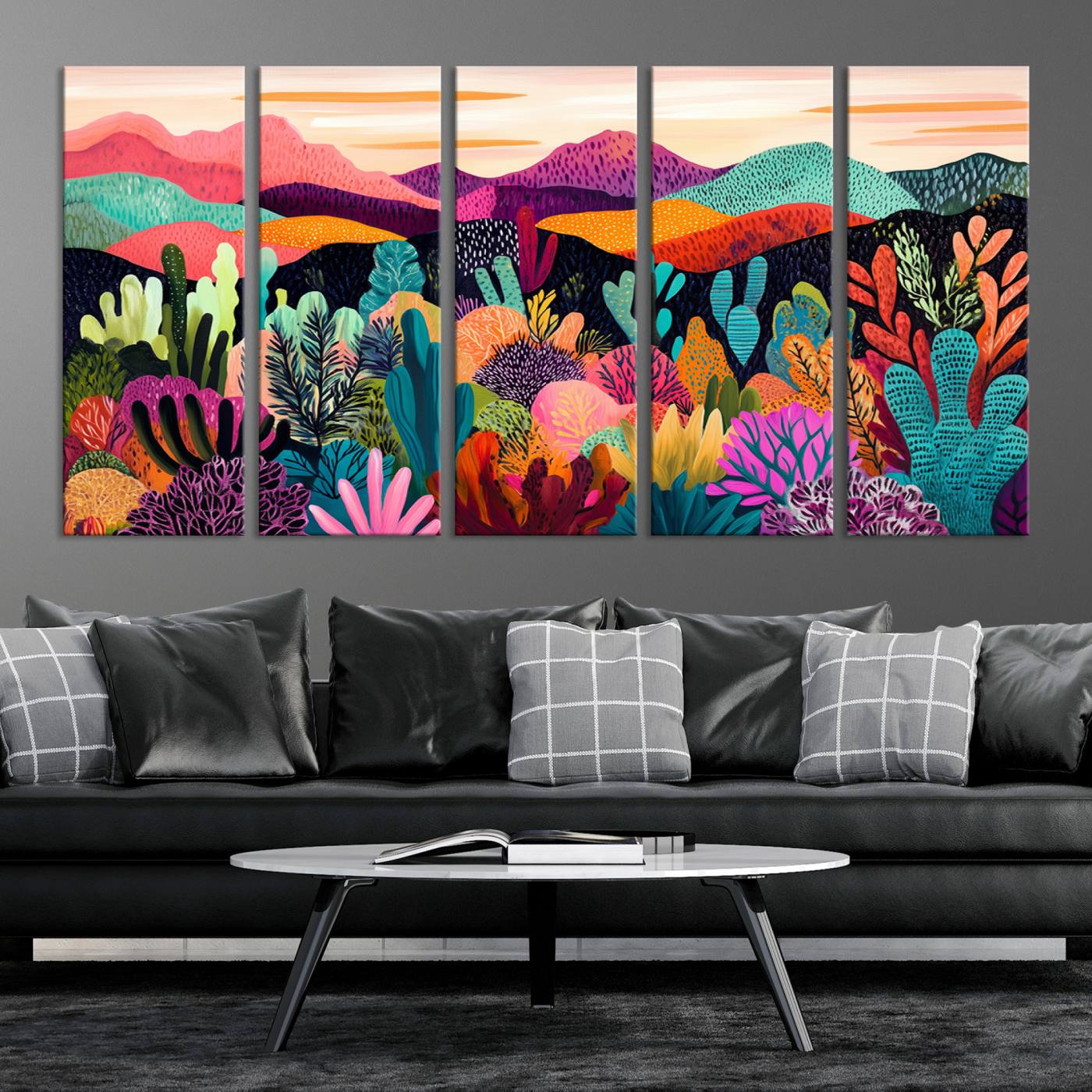 68438-MGV-CV-36X24-Abstract Kusama Print - Landscape Canvas Wall Art Print - Vibrant Modern Decor for Living Room, Office, or Bedroom, Ready to Hang