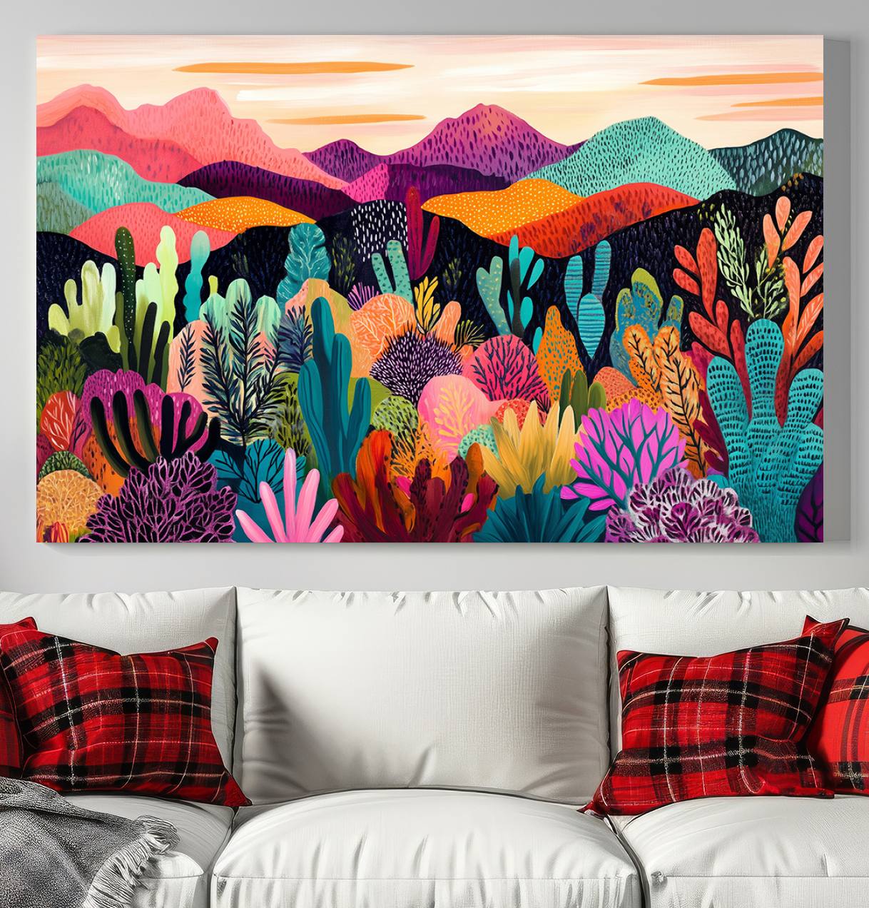 68438-MGV-CV-36X24-Abstract Kusama Print - Landscape Canvas Wall Art Print - Vibrant Modern Decor for Living Room, Office, or Bedroom, Ready to Hang