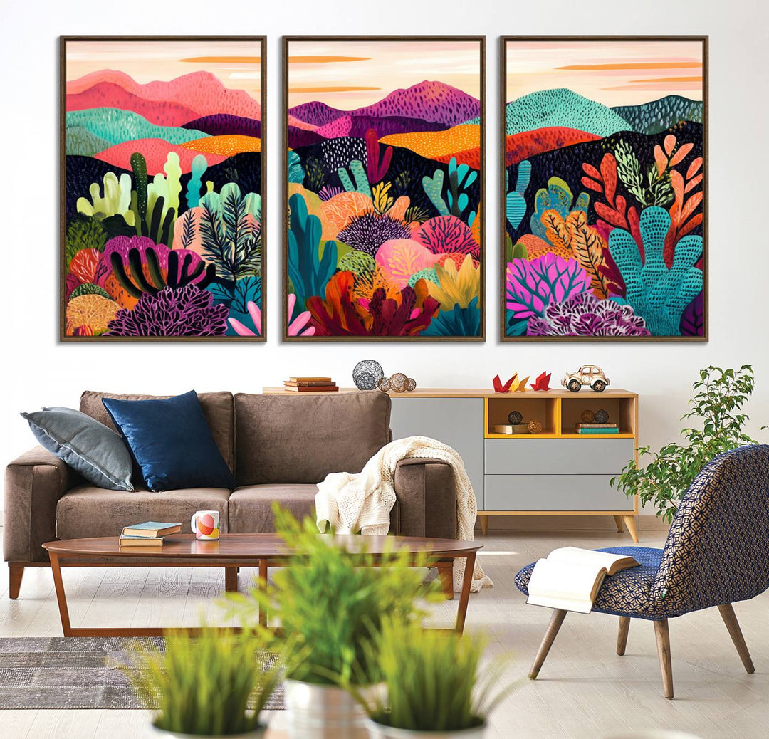 Abstract Kusama Print - Landscape Canvas Wall Art Print - Vibrant Modern Decor for Living Room, Office, or Bedroom, Ready to Hang