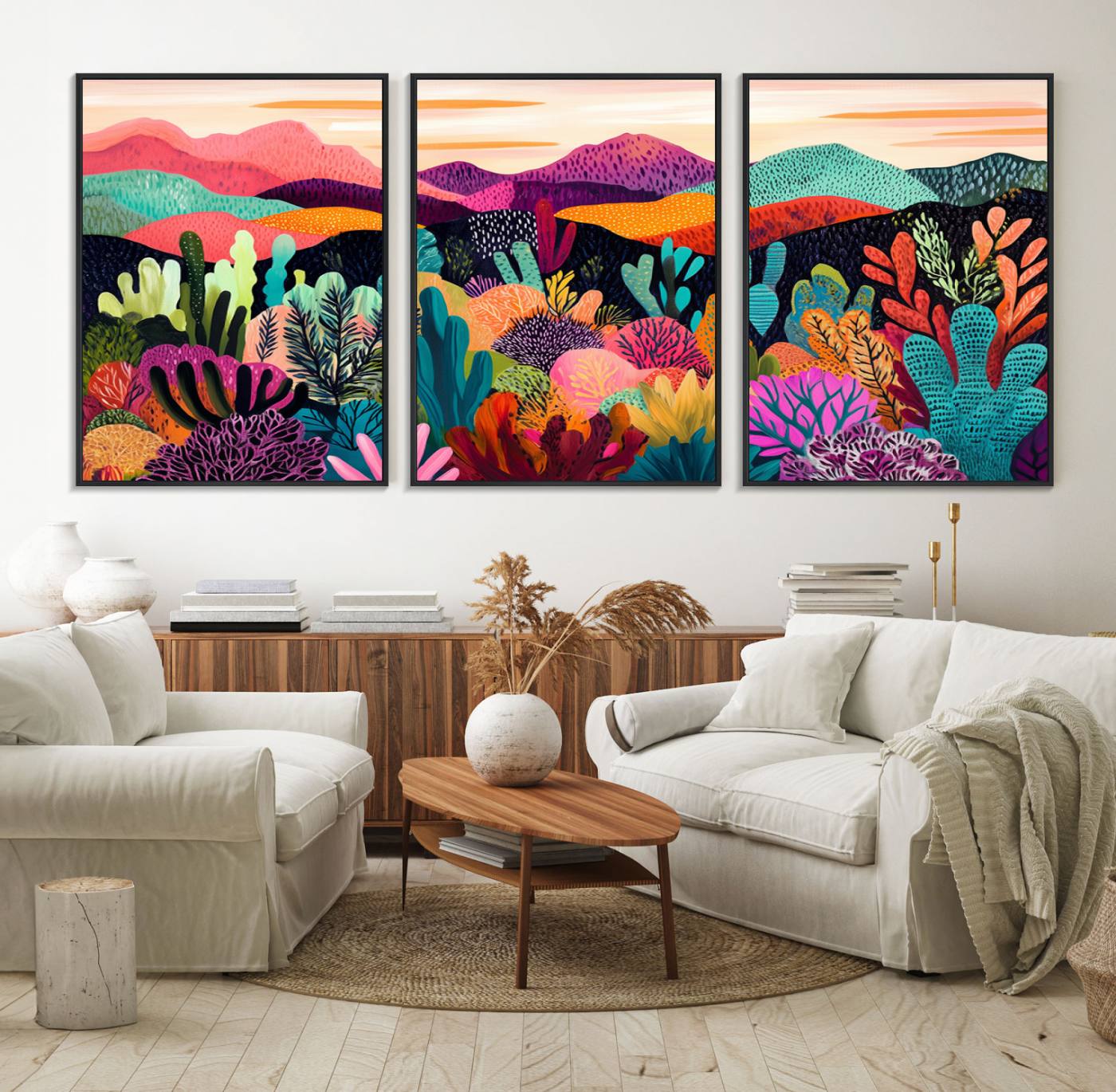 68438-MGV-FC-60X30-3P_Black-Abstract Kusama Print - Landscape Canvas Wall Art Print - Vibrant Modern Decor for Living Room, Office, or Bedroom, Ready to Hang