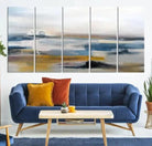 Abstract Landscape Wall Art Canvas | 3 Panel Modern Blue, Gold, and White Canvas Art for Living Room, Bedroom, or Office | Large Abstract
