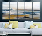 Edit-Images-Abstract Landscape Wall Art Canvas | 3 Panel Modern Blue, Gold, and White Canvas Art for Living Room, Bedroom, or Office | Large Abstract