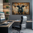 Abstract Longhorn Bull Wall Art | Rustic Western Wall Decor | Framed and Ready to Hang | Ideal for Farmhouse, Lodge, and Barn Decor