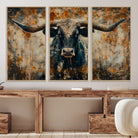 Abstract Longhorn Bull Wall Art | Rustic Western Wall Decor | Framed and Ready to Hang | Ideal for Farmhouse, Lodge, and Barn Decor