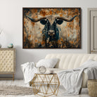 Abstract Longhorn Bull Wall Art | Rustic Western Wall Decor | Framed and Ready to Hang | Ideal for Farmhouse, Lodge, and Barn Decor
