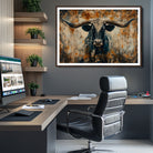 85913-MGV-CV-36X24-Abstract Longhorn Bull Wall Art | Rustic Western Wall Decor | Framed and Ready to Hang | Ideal for Farmhouse, Lodge, and Barn Decor