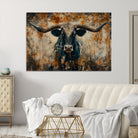 Abstract Longhorn Bull Wall Art | Rustic Western Wall Decor | Framed and Ready to Hang | Ideal for Farmhouse, Lodge, and Barn Decor