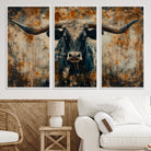 85913-MGV-CV-36X24-Abstract Longhorn Bull Wall Art | Rustic Western Wall Decor | Framed and Ready to Hang | Ideal for Farmhouse, Lodge, and Barn Decor