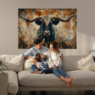 Abstract Longhorn Bull Wall Art | Rustic Western Wall Decor | Framed and Ready to Hang | Ideal for Farmhouse, Lodge, and Barn Decor