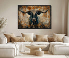 Abstract Longhorn Bull Wall Art | Rustic Western Wall Decor | Framed and Ready to Hang | Ideal for Farmhouse, Lodge, and Barn Decor
