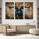 85913-MGV-FC-48X32-3P_White-Abstract Longhorn Bull Wall Art | Rustic Western Wall Decor | Framed and Ready to Hang | Ideal for Farmhouse, Lodge, and Barn Decor