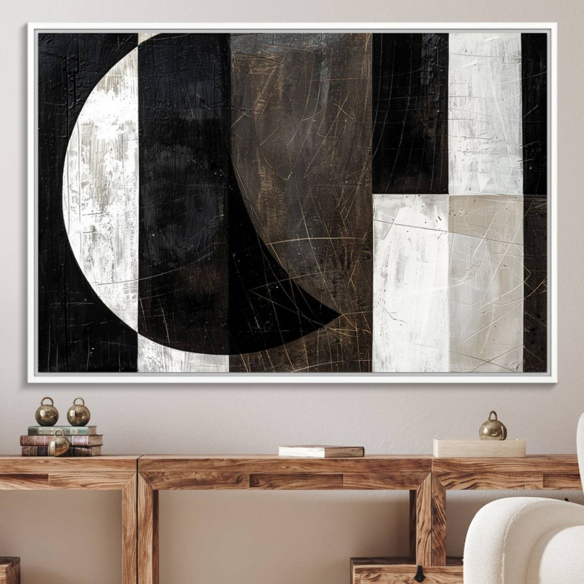 47880-MGV-FC-36X24_White-Abstract Modern Wabi Sabi Wall Art Canvas Print Set – Minimalist Mid-Century Contemporary Artwork for Home, Office