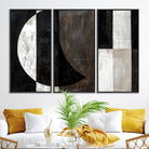 47880-MGV-FC-48X32-3P_Black-Abstract Modern Wabi Sabi Wall Art Canvas Print Set, Minimalist Wall Art, Mid Century Art Print