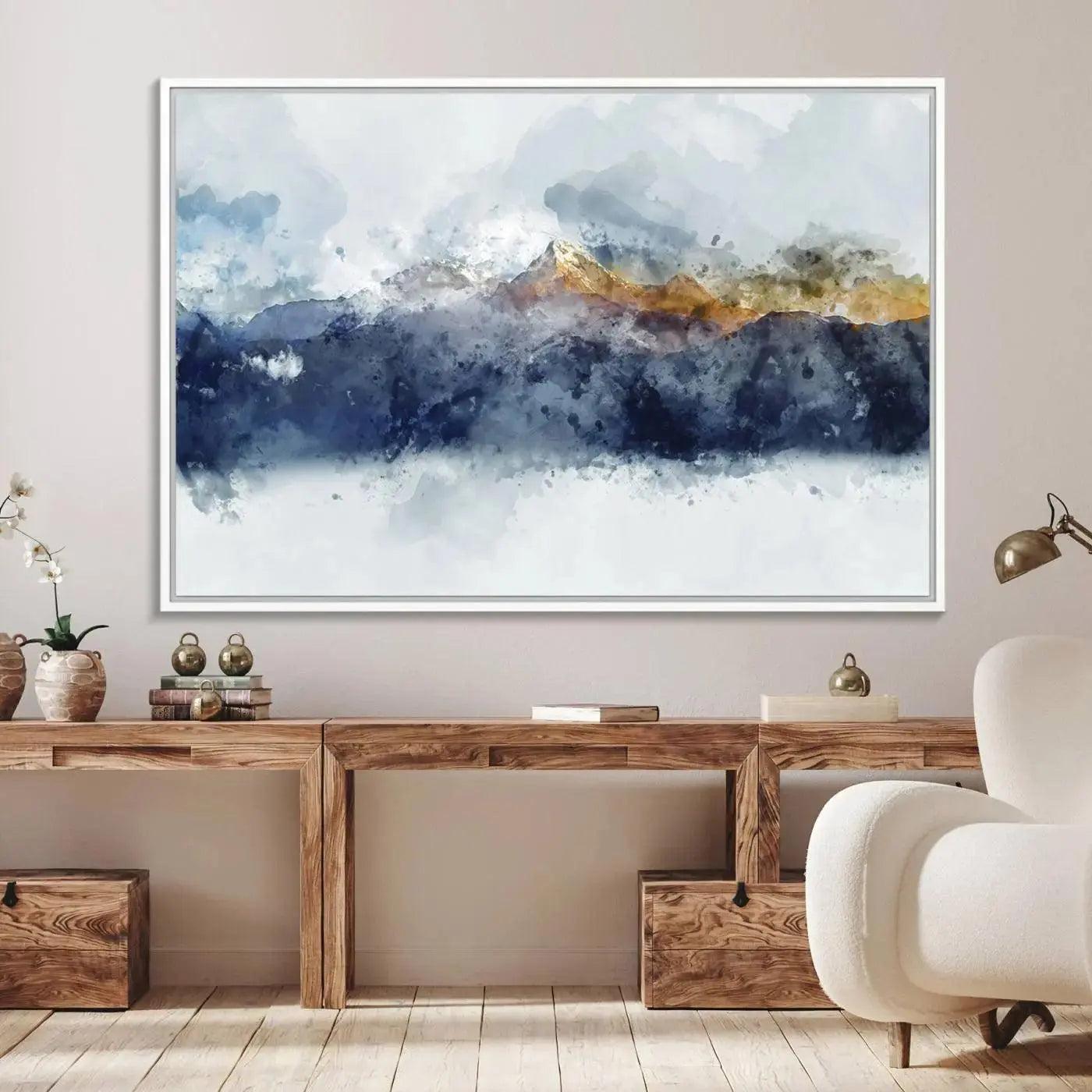 89149-MGV-CV-36X24-Abstract Mountain Range Art Canvas Print | 3 Panel Watercolor Landscape for Living Room, Office, or Bedroom | Large Ready-to-Hang Artwork