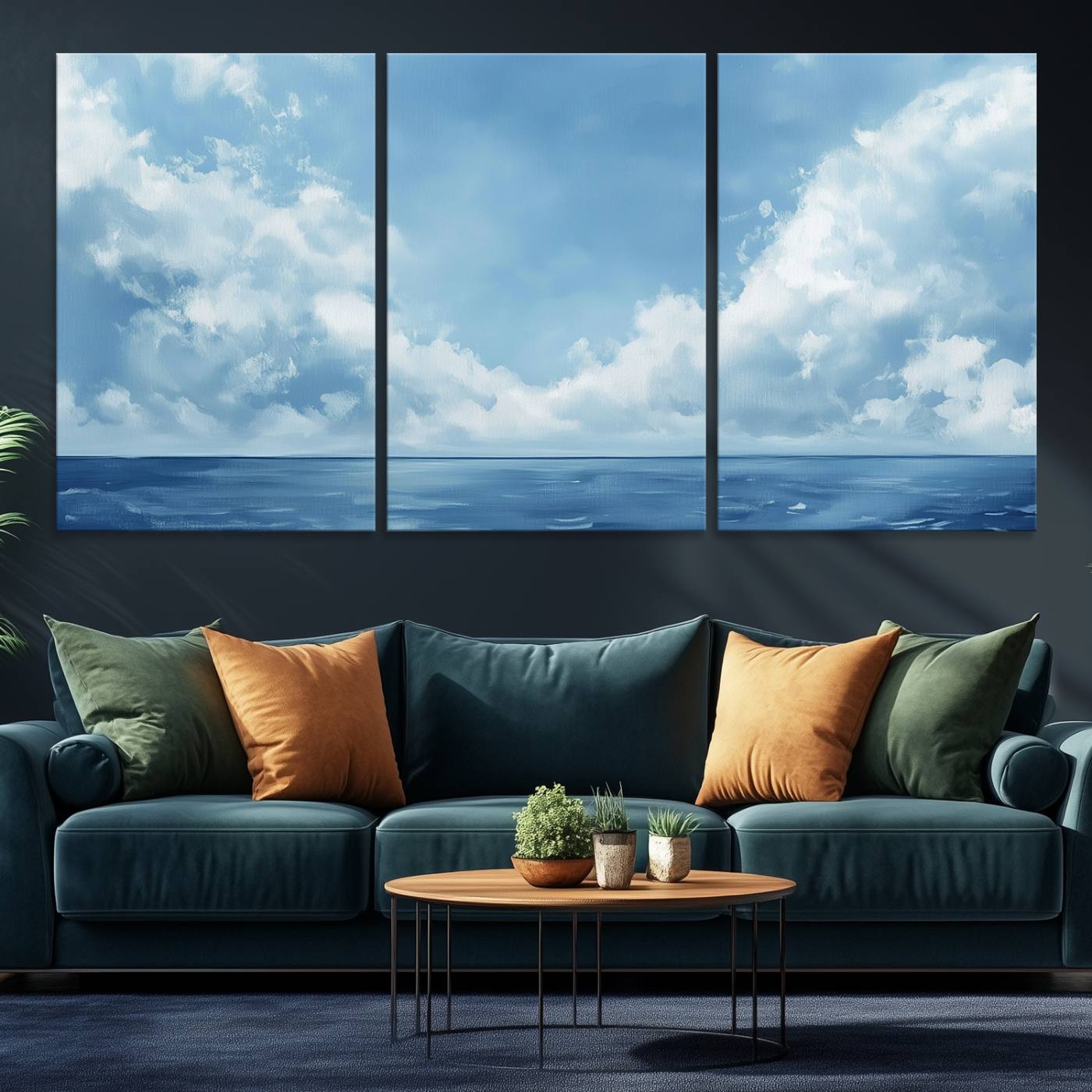57554-MGV-CV-36X24-Abstract Ocean Print Artwork- Serene Blue Ocean Canvas Wall Art - Minimalist Ocean and Sky Canvas for Modern Coastal Decor