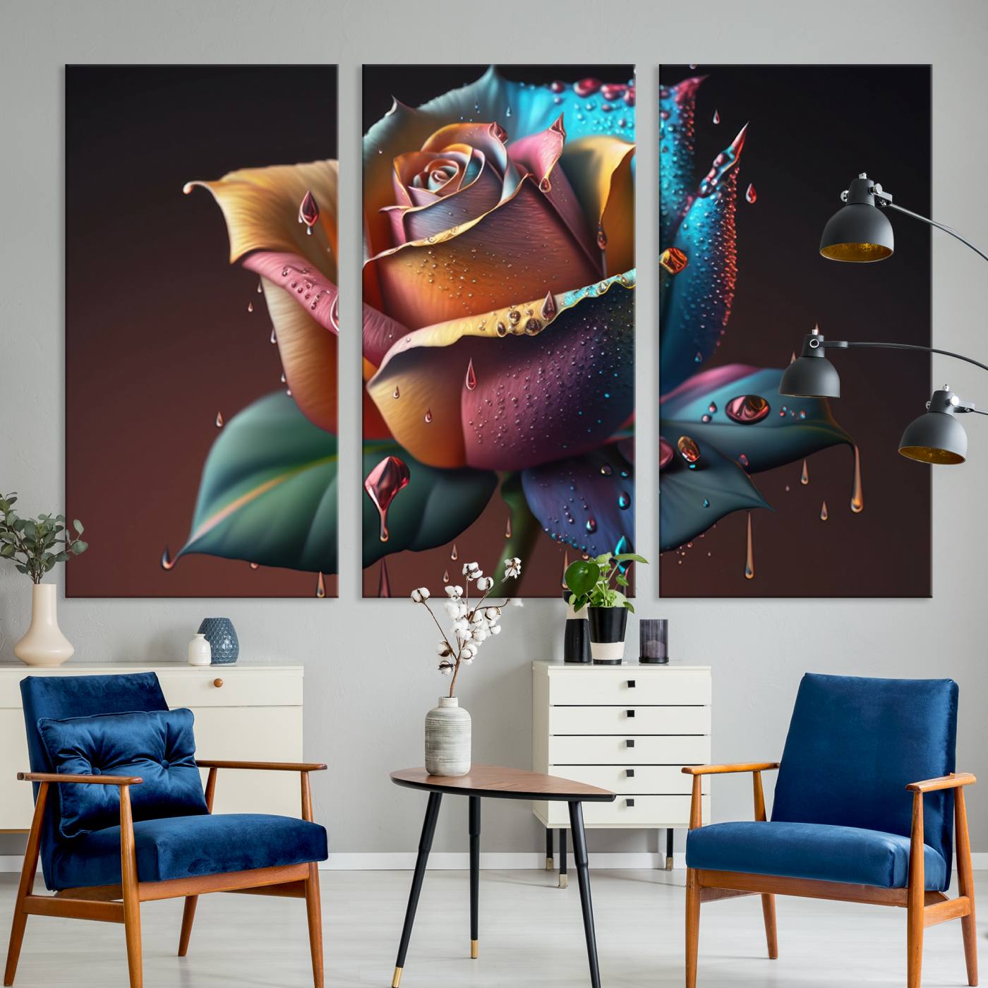 15207-MGV-CV-48X32-3P-Abstract Rose Wall Art Canvas Print