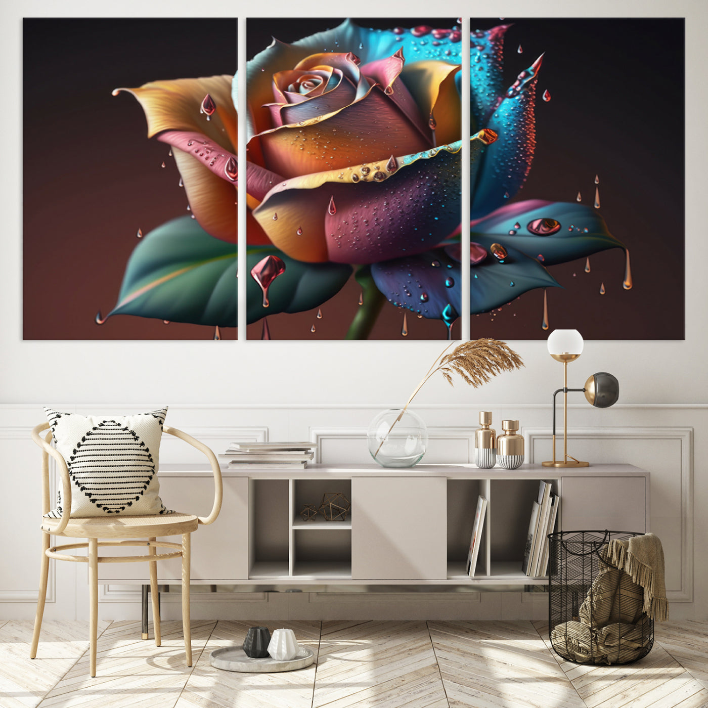 15207-MGV-CV-60X30-3P-Abstract Rose Wall Art Canvas Print