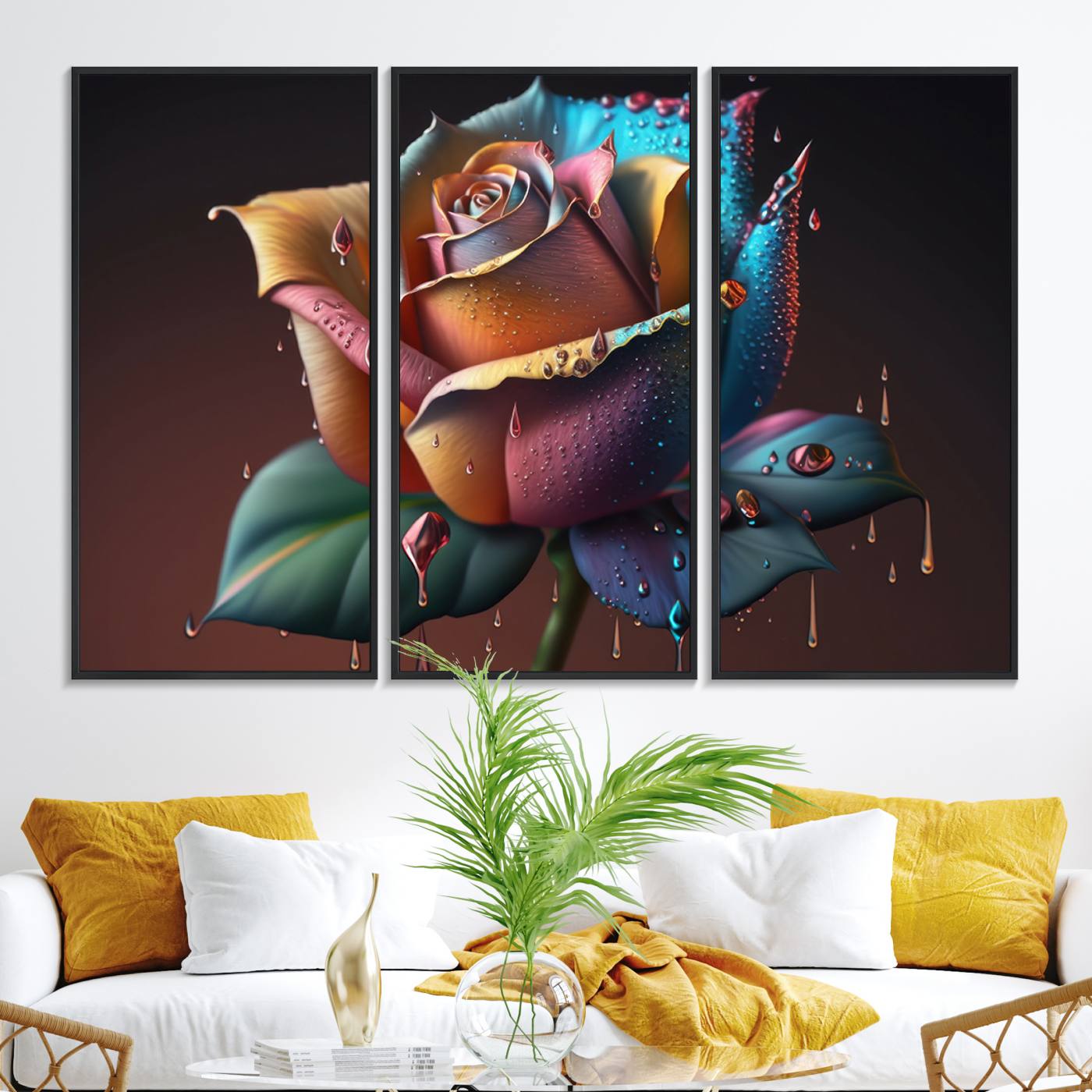 15207-MGV-FC-48X32-3P_Black-Abstract Rose Wall Art Canvas Print