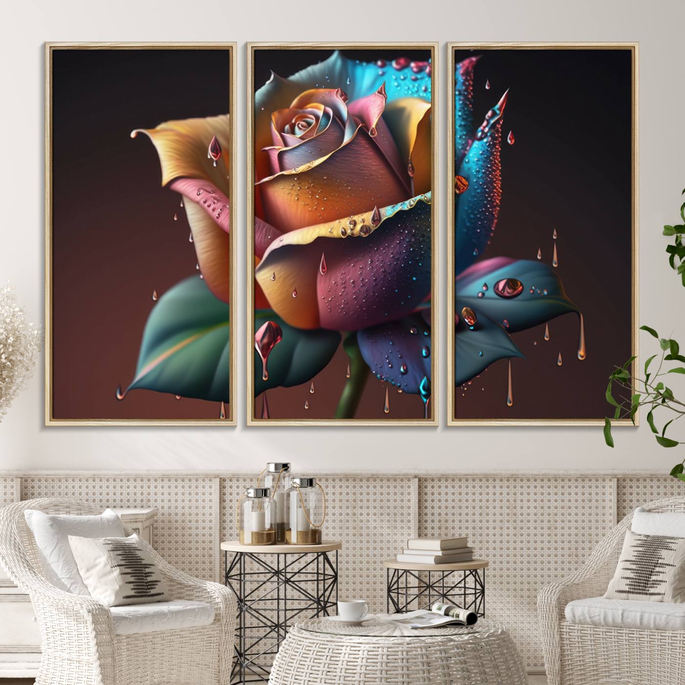 15207-MGV-FC-48X32-3P_Natural-Abstract Rose Wall Art Canvas Print
