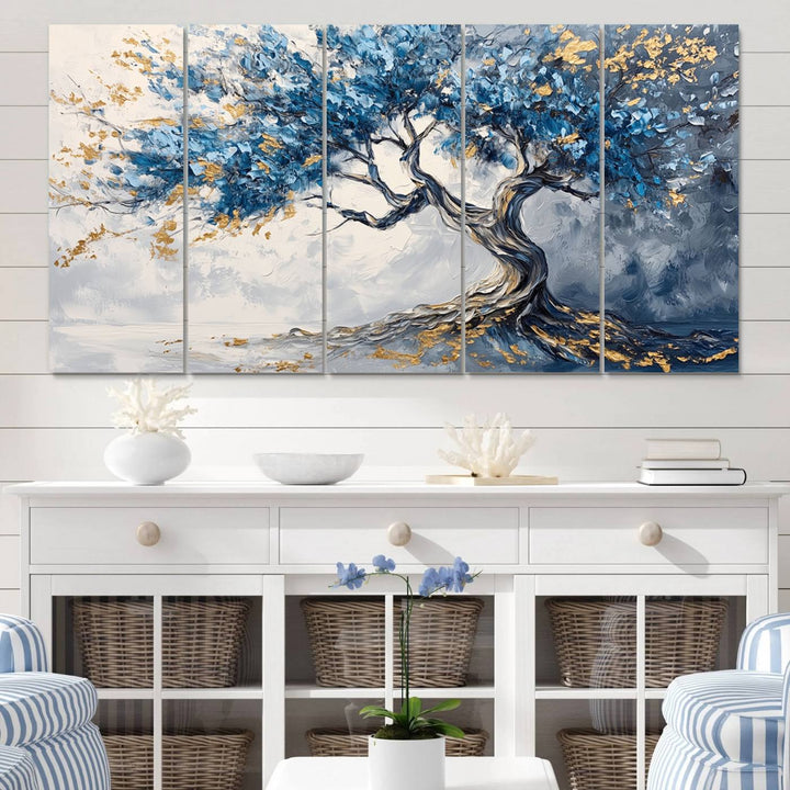 10259-MGV-CV-60X31-5P-Abstract Tree Painting Canvas Wall Art | Tree of Life Painting Wall Art Canvas Print