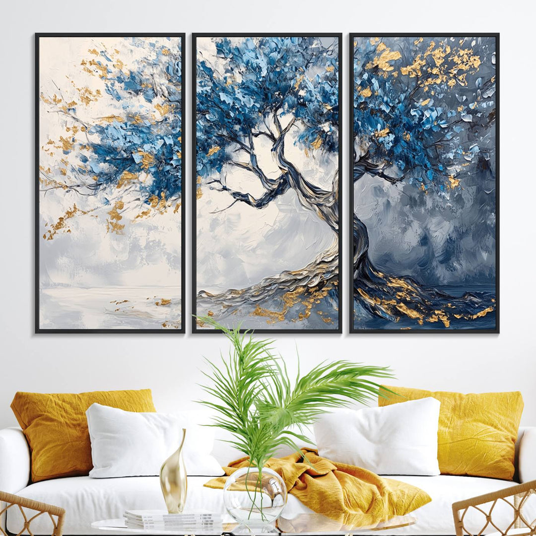 10259-MGV-FC-48X32-3P_Black-Abstract Tree Painting Canvas Wall Art | Tree of Life Painting Wall Art Canvas Print